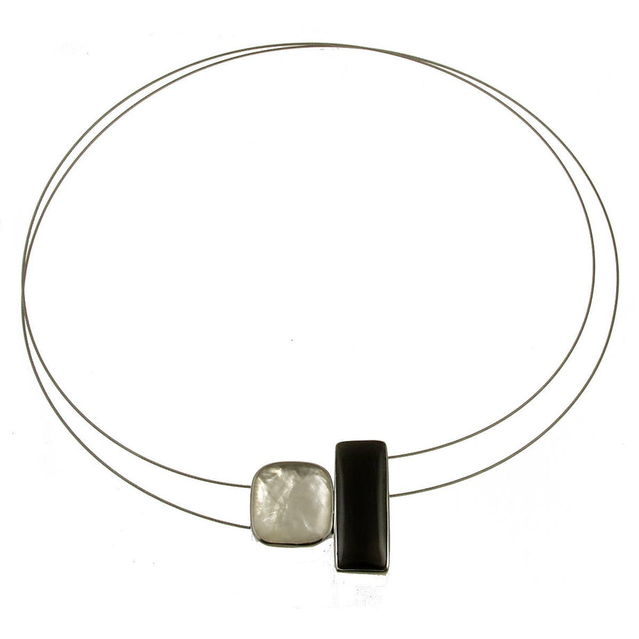 lokal Lære flåde White & Charcoal Grey Two Stone Magnetic Pendant Necklace — Hello World  Modern Mercantile