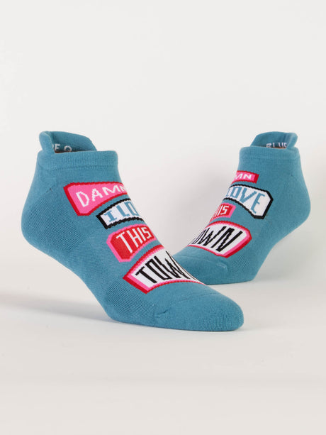 Blue Q Damn I Love This Town Sneaker Ankle Sock