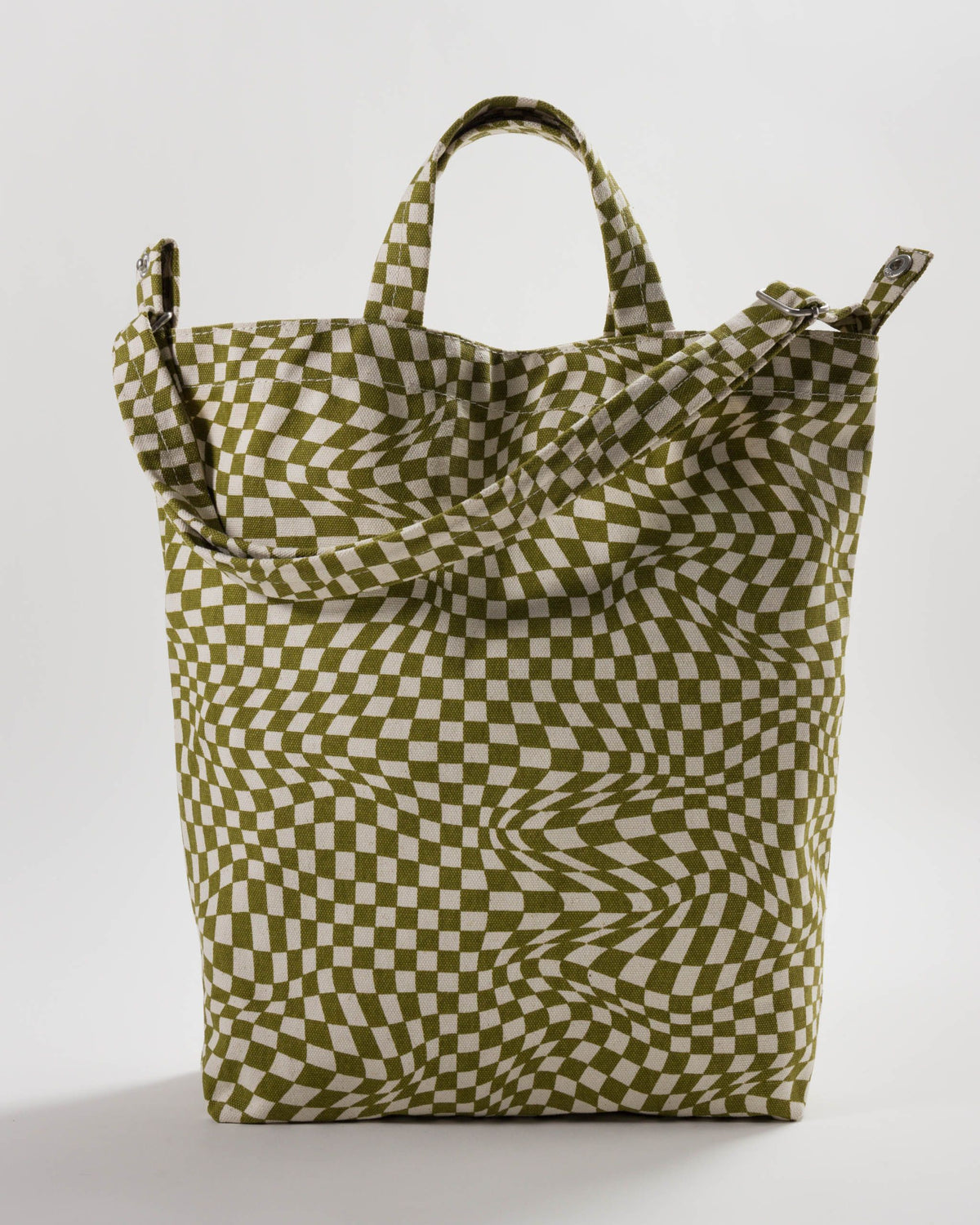 Baggu Canvas Duck Tote Bag Green Moss Trippy Checker