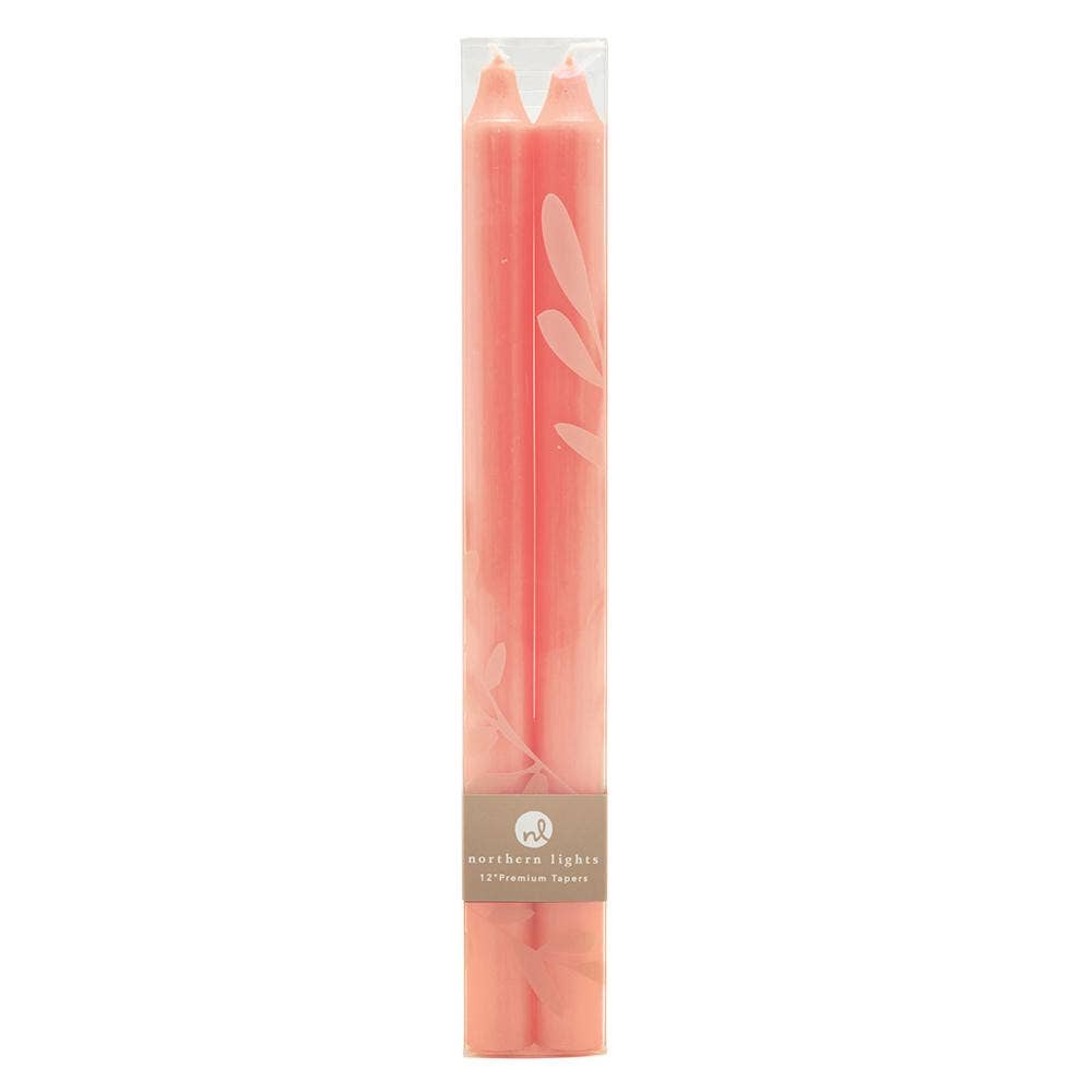 Northern Lights 12" Premium Taper Candles in Apricot.