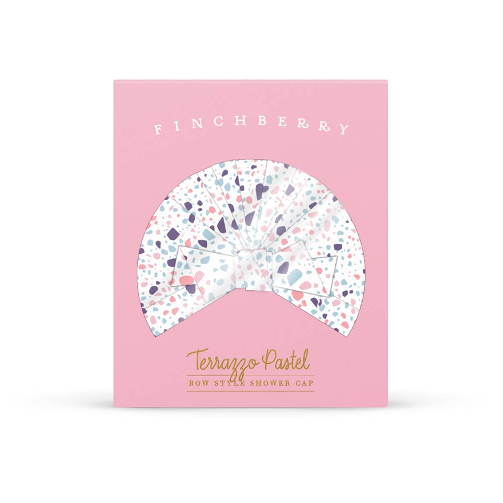 Terrazzo Pastel bow-style Shower Cap