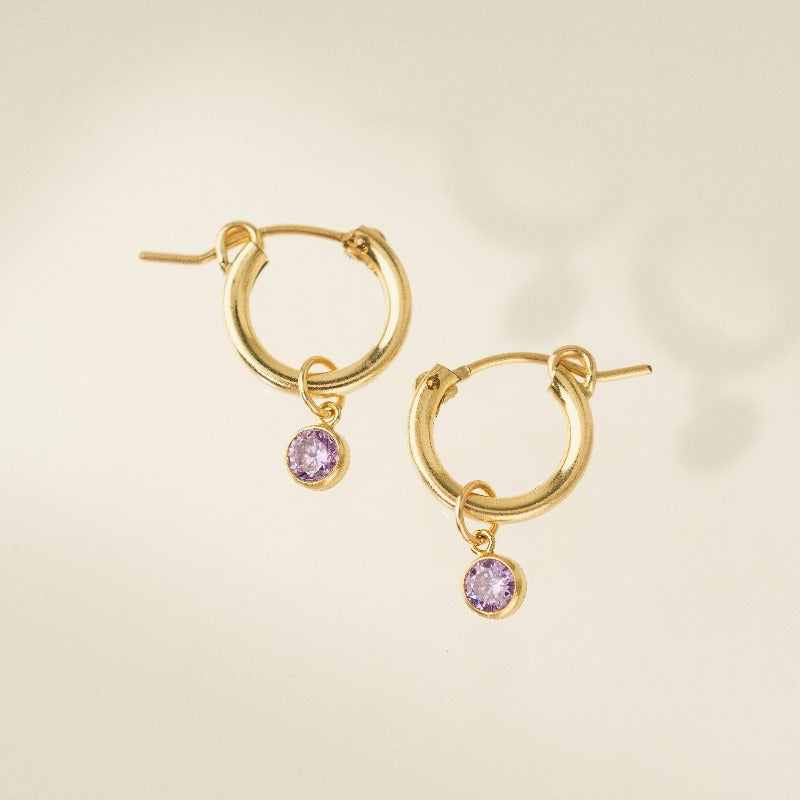 June Birthstone Gold-Filled Hoop Earrings