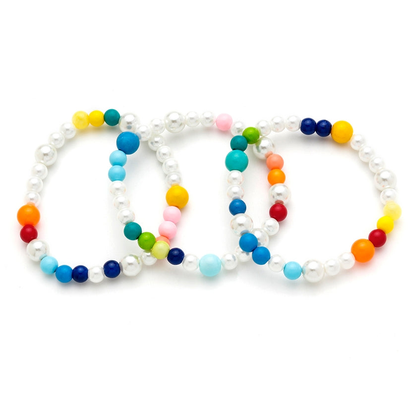 Rainbow Bead & Glass Pearl Bracelet