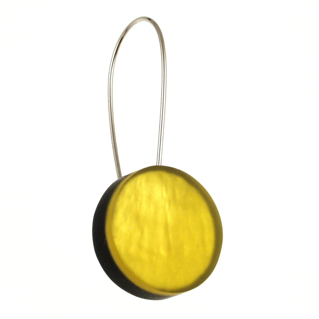 Circle Drop Resin Closed Back Earrings - Sunglow Yellow