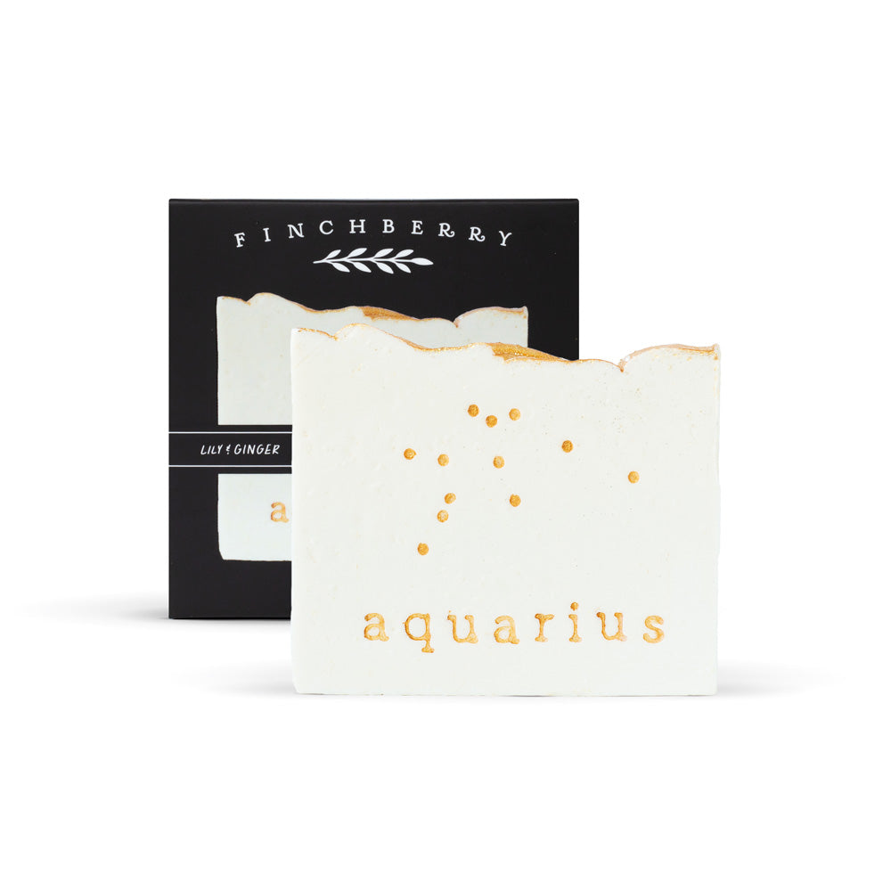 Finchberry Aquarius Zodiac Constellation Handcrafted Vegan Soap. Lily & Ginger Scent.