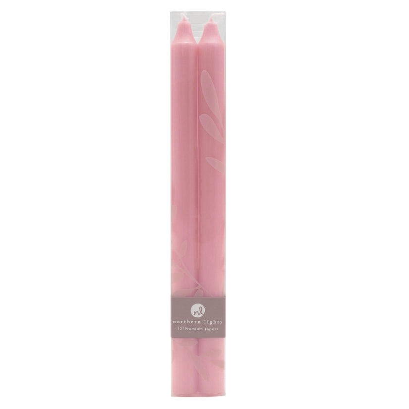 12" Taper Candlesticks (2pc) - Soft Pink