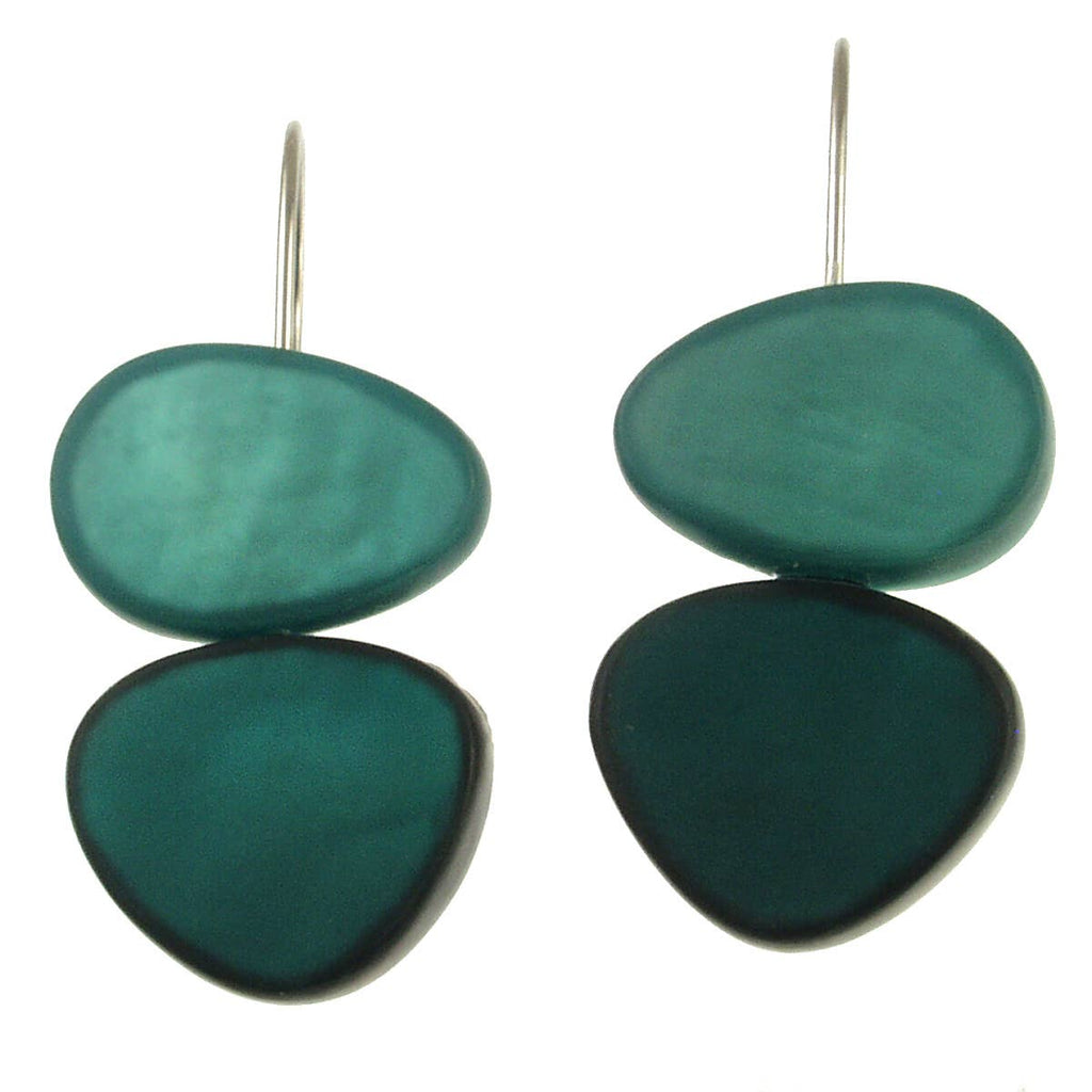 Two Tone Pebble Dangle Earrings - Mermaid Green