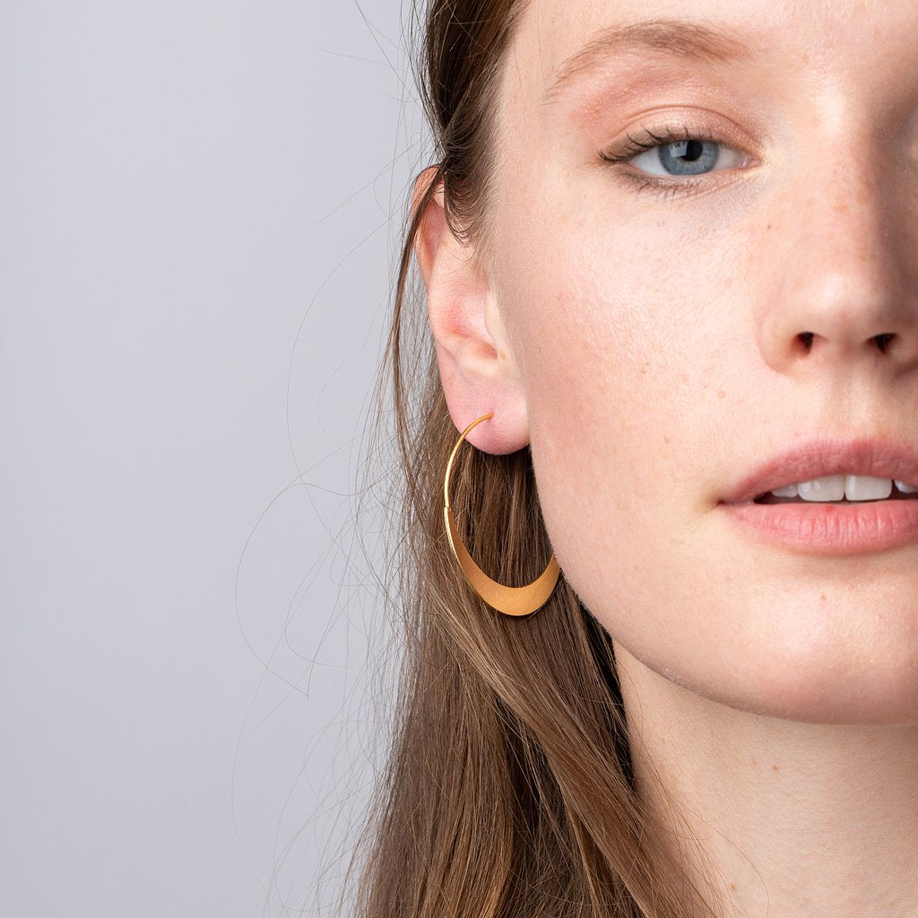 Refined Earring Collection - Crescent Hoop/Gold Vermeil Model