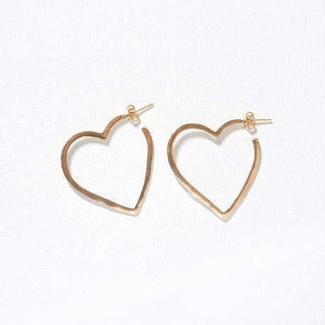 Gold Heart Hoops