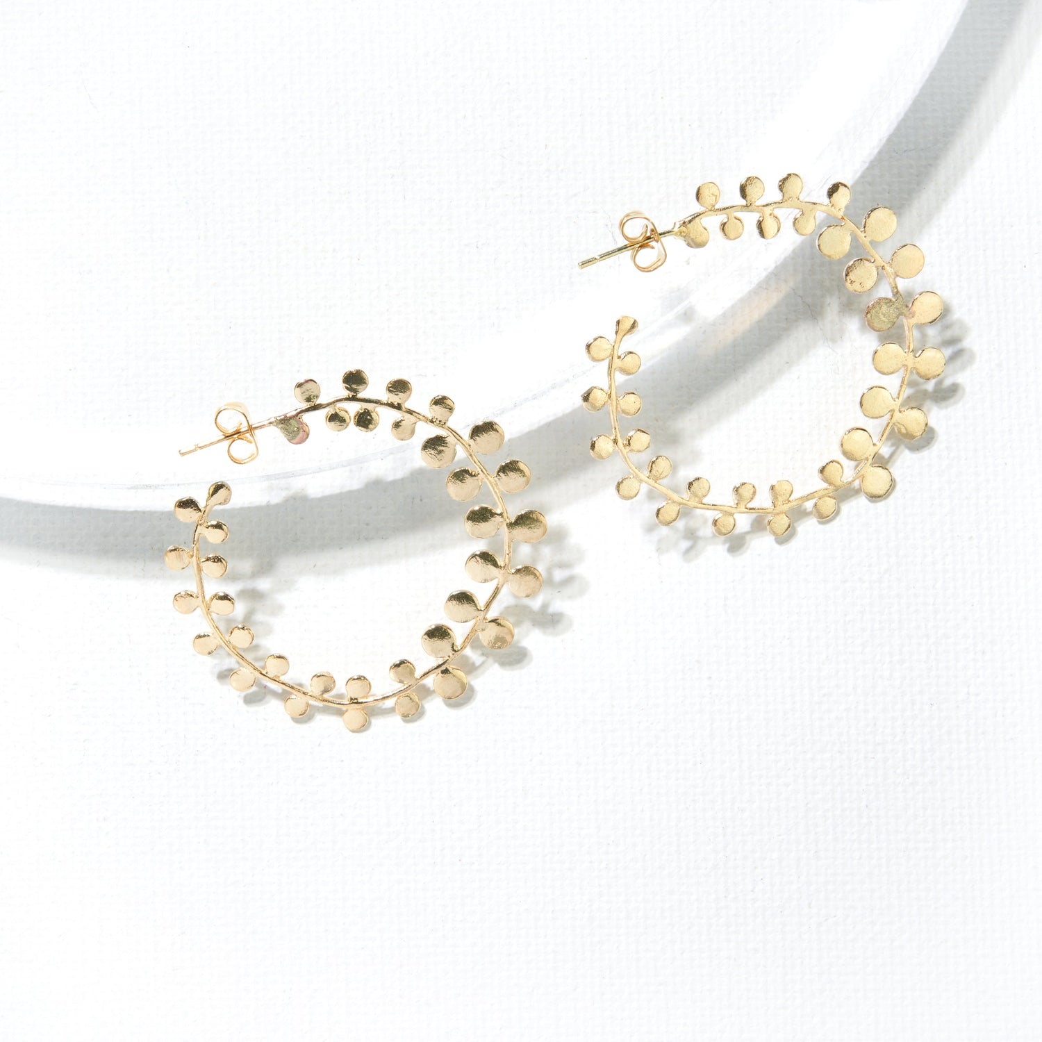 Gold Fern Hoops