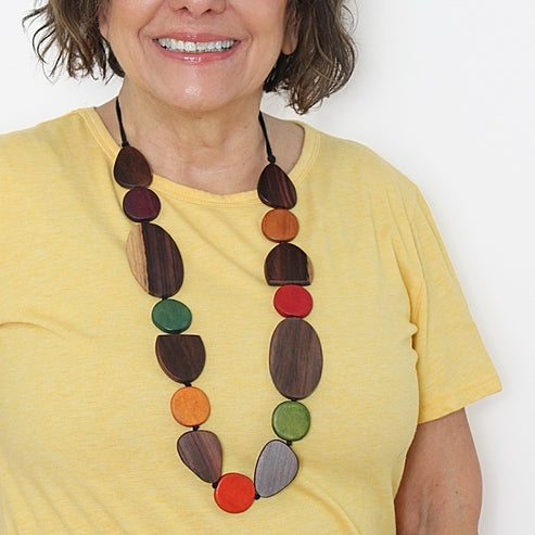 Wood Multi Color Noel Necklace Sylca Designs Jewelry