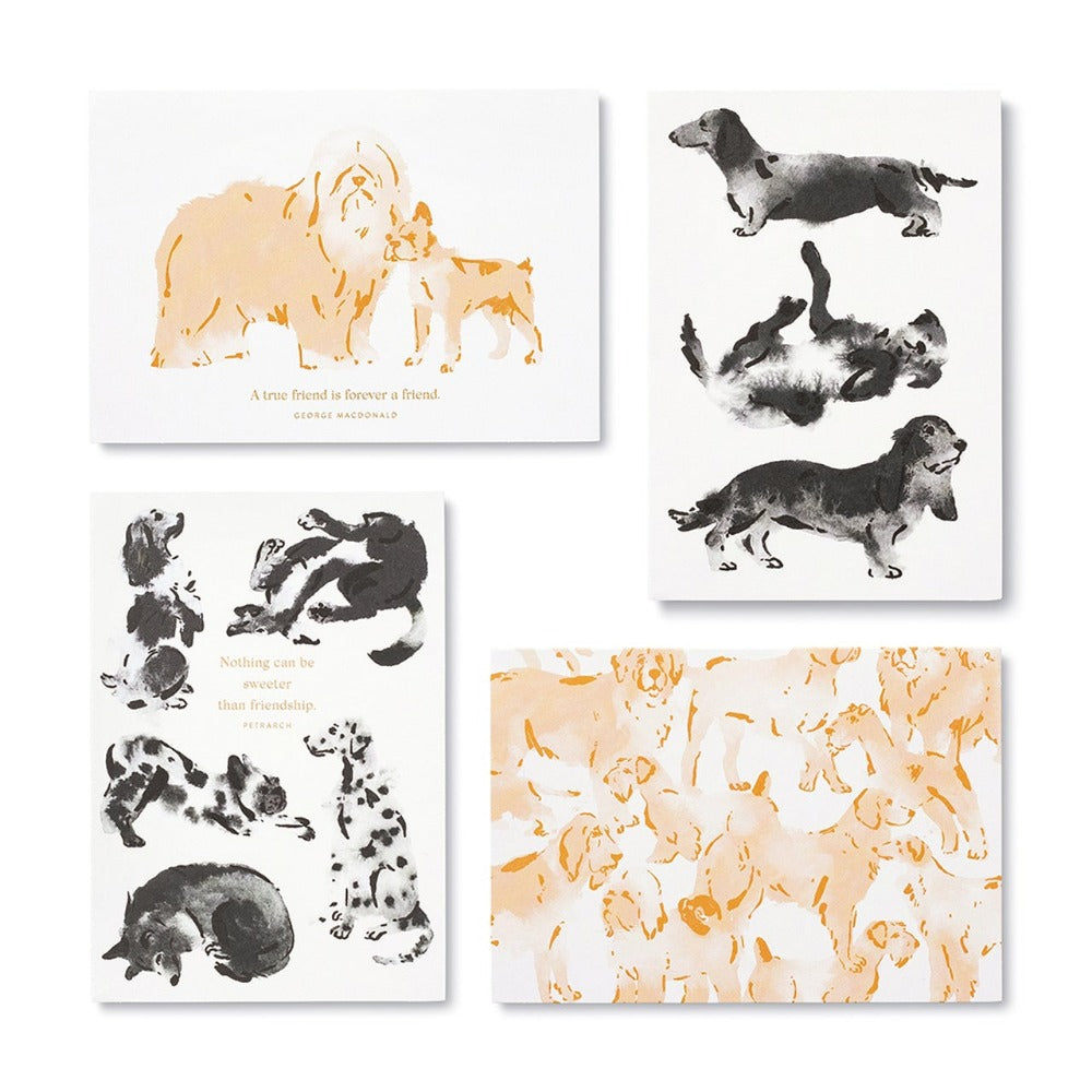 Dog-Themed Boxed Note Cards for Appreciation & Friendship Four Styles