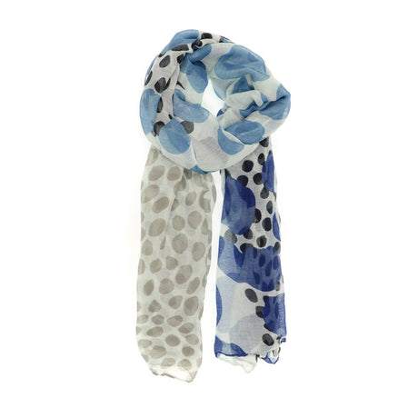 Polka Mixed Medley Long Scarf Blue Grey Black