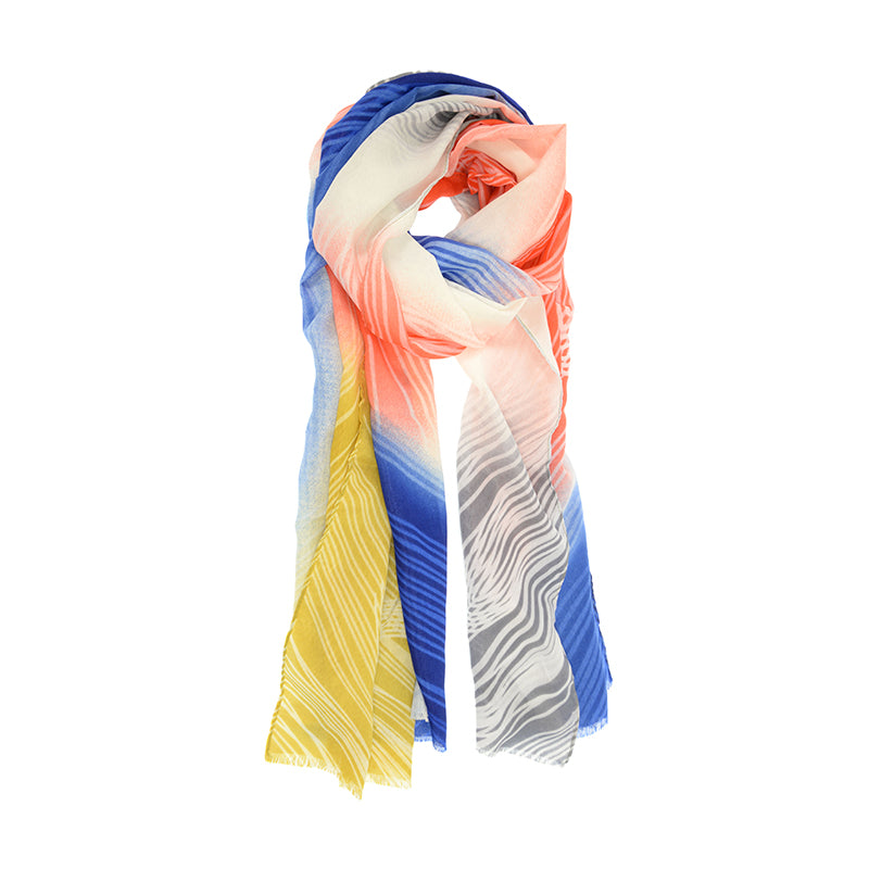 Colorful Abstract Line Long Scarf - Blue Yellow Red