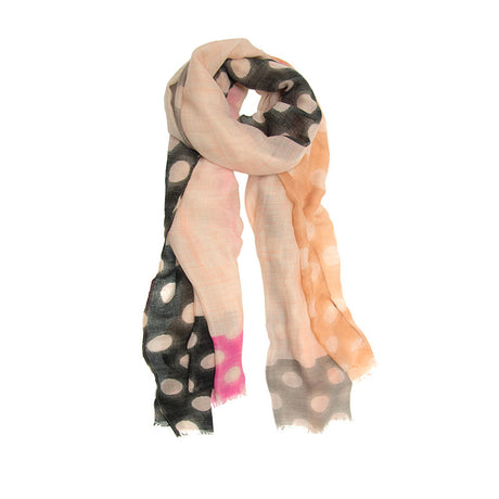 Brushed Big Polka Dot Long Scarf Blush Pink Black Peach