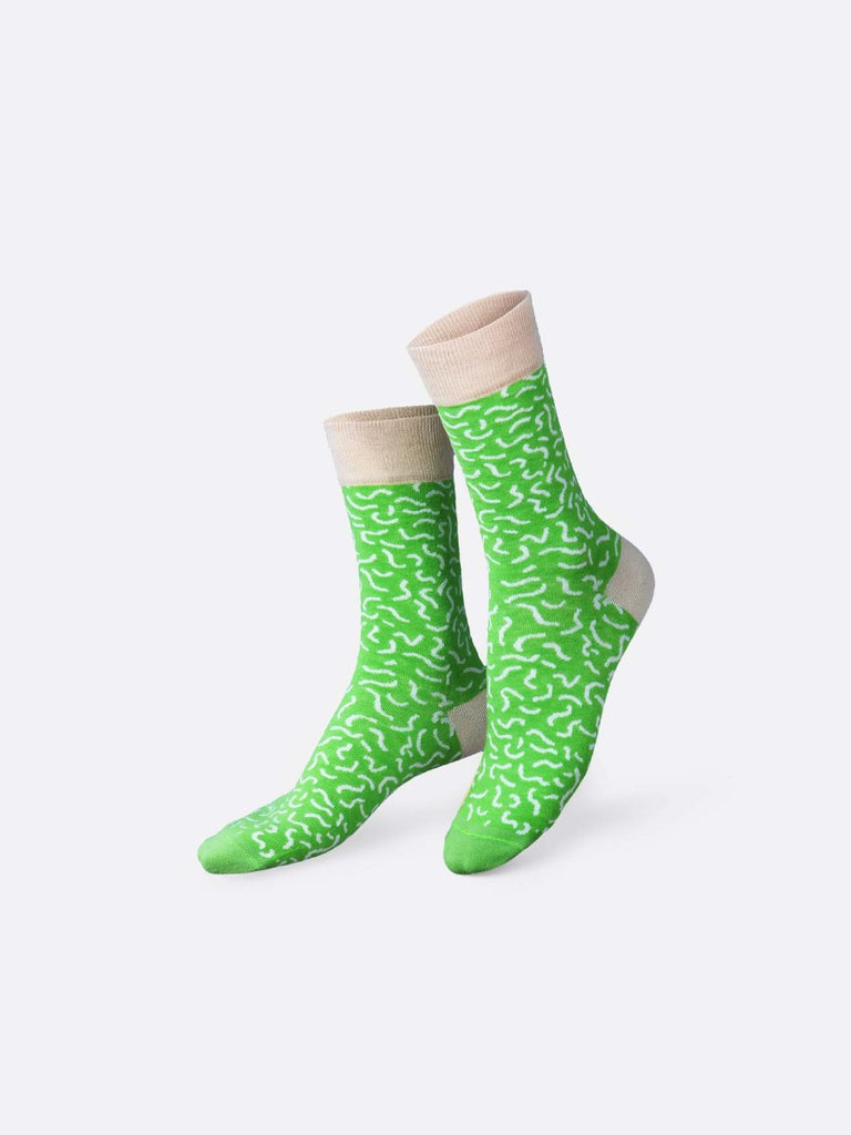 DOIY Design Eat My Socks Crew Socks Guacamole Green Grey