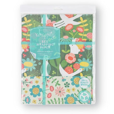 Wrappily Eco Gift Wrap Co. Double Sided Eco Wrapping Paper - Enchanted Garden