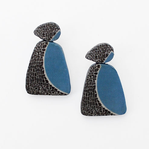 Blue Geometric Decoupage Oakley Earrings Sylca Designs Jewelry