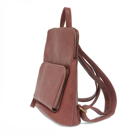 Vegan Leather Dusty Raspberry Mini Julia Backpack Side View