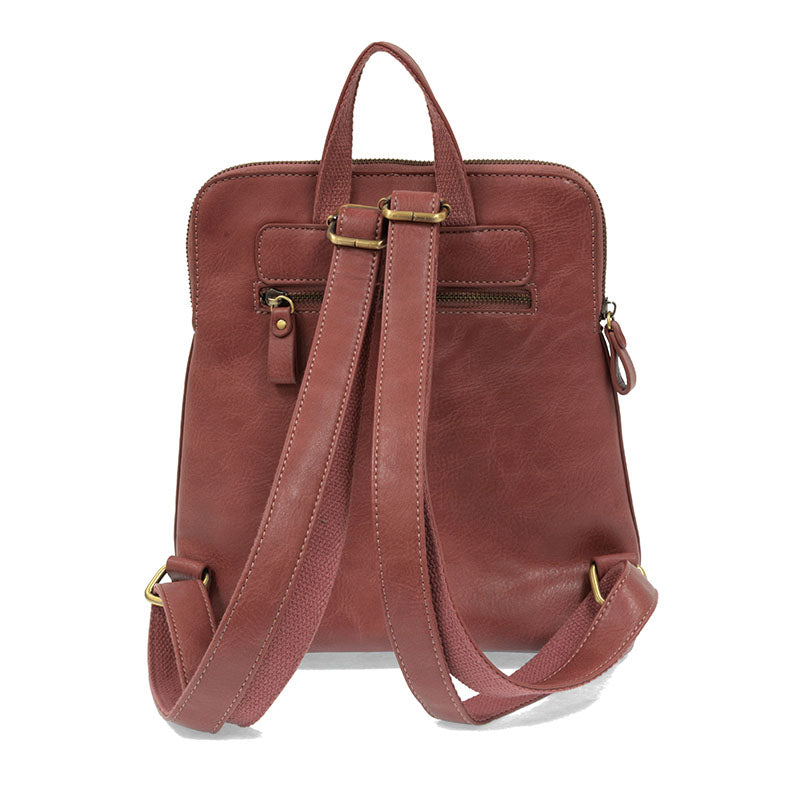 Vegan Leather Dusty Raspberry Mini Julia Backpack Back View