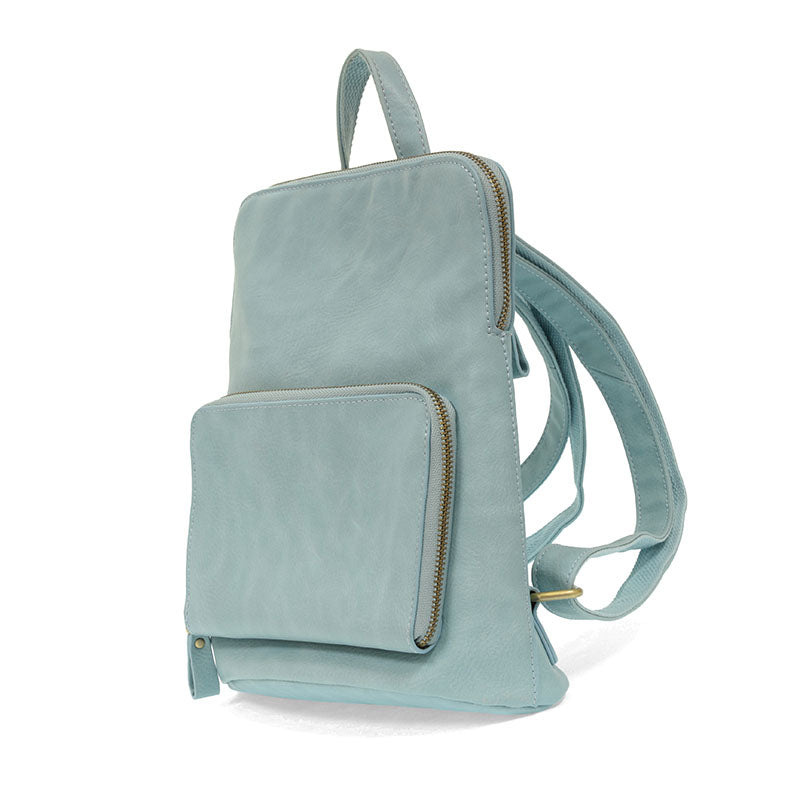 Vegan Leather Blue Sugar Mini Julia Backpack Side View