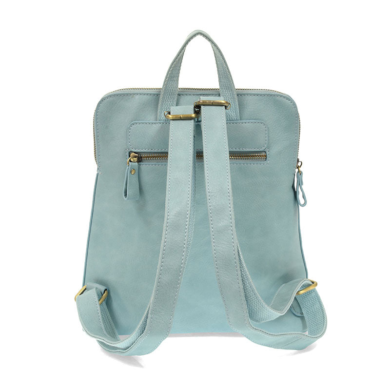 Vegan Leather Blue Sugar Mini Julia Backpack Back View