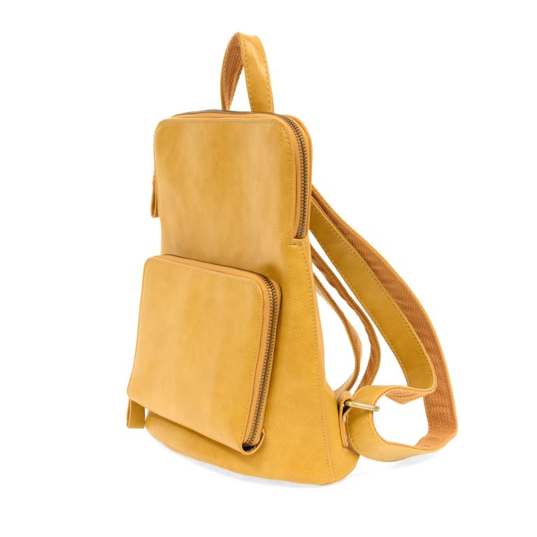 Vegan Leather Dijon Yellow Mini Julia Backpack Side View