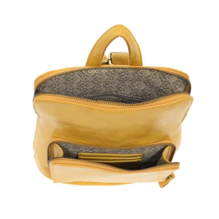 Vegan Leather Dijon Yellow Mini Julia Backpack Inside Lining View