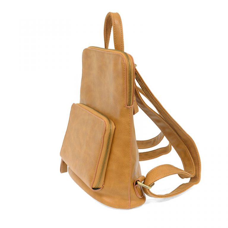 Vegan Leather Almond Brown Mini Julia Backpack Side View