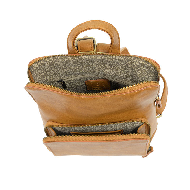 Vegan Leather Almond Brown Mini Julia Backpack Inside View
