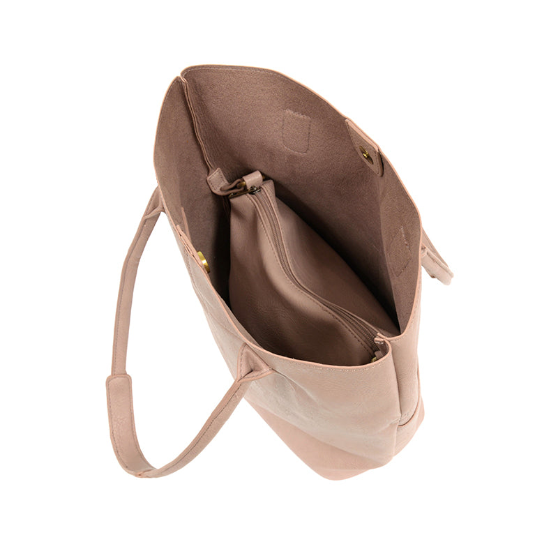 Blush Vegan Leather Front Pocket Kelly Tote