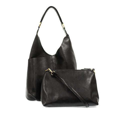 Black Vegan Leather Dani Vintage Hobo Bag