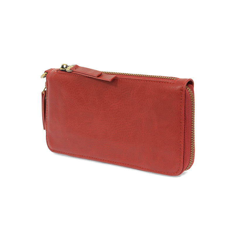 Scarlett Red Vegan Leather Chloe Zip Around Wallet Wristlet - Side View