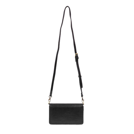 Black Vegan Leather Mini Foldover Billie Adjustable Crossbody Strap