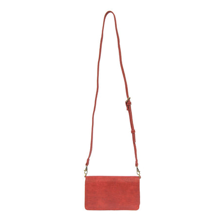 Scarlet Red Vegan Leather Mini Foldover Billie Adjustable Crossbody Strap