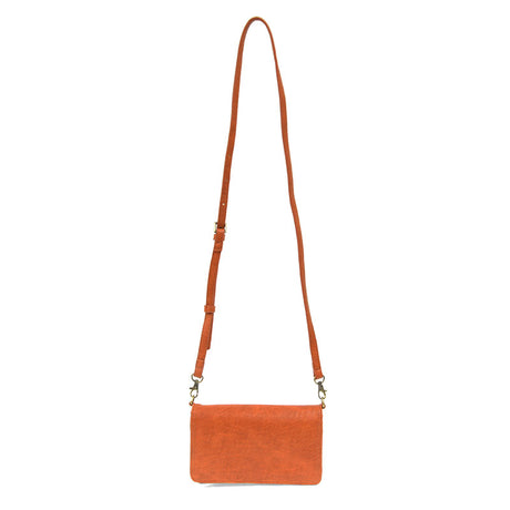 Pumpkin Orange Vegan Leather Mini Foldover Billie Adjustable Crossbody Strap