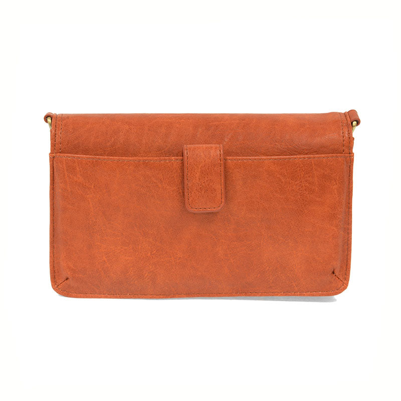 Pumpkin Vegan Leather Mini Foldover Billie Crossbody Back View Phone Pocket