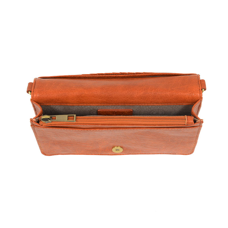 Pumpkin Vegan Leather Mini Foldover Billie Crossbody Interior Zip Pocket