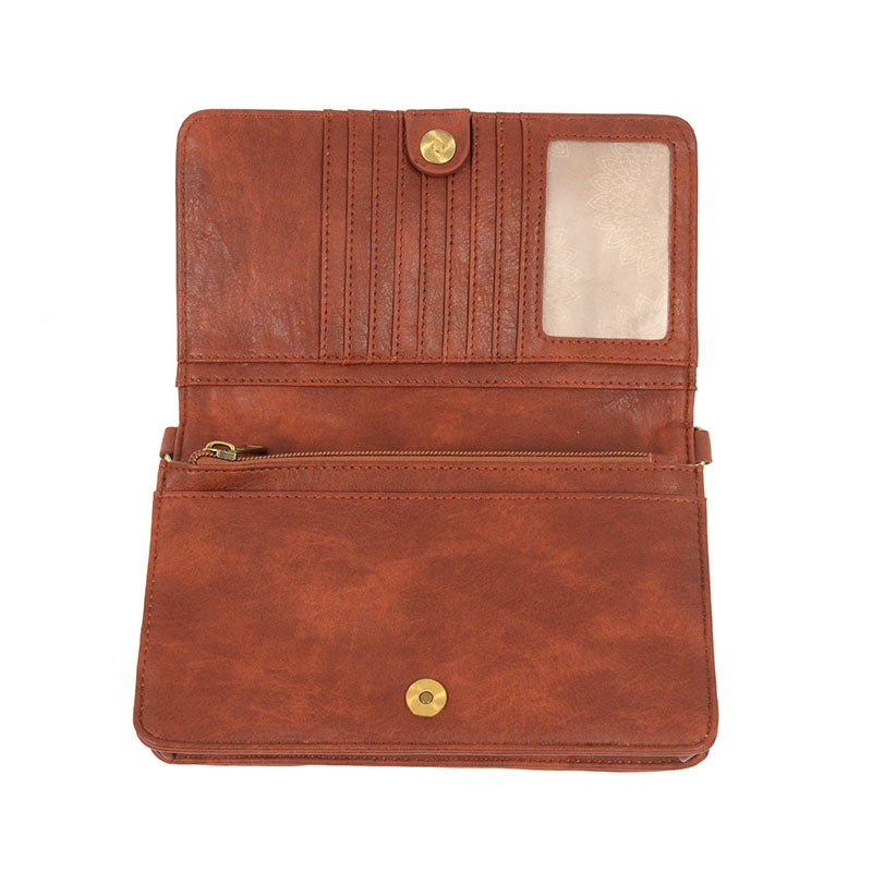 Cinnamon Vegan Leather Mini Foldover Billie Crossbody Interior View Organizer