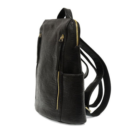 Vegan Leather Black Raegan Backpack - Side View