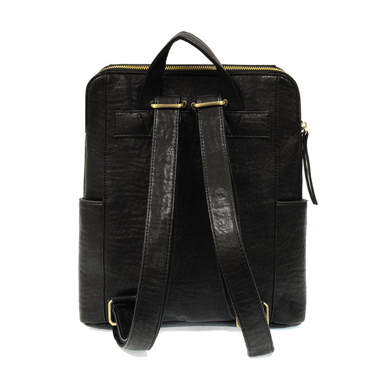 Vegan Leather Black Raegan Backpack - Back View