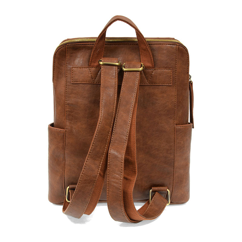 Vegan Leather Saddle Brown Raegan Backpack - Back View