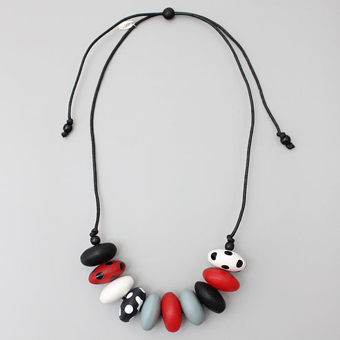Red Chunky Wood Bead Lulu Statement Necklace Sylca Designs
