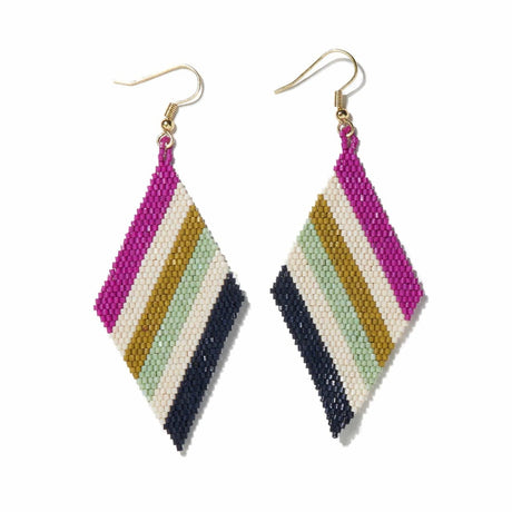 Ink + Alloy Magenta Ivory Citron Mint Navy Diagonal Diamond Luxe Earrings