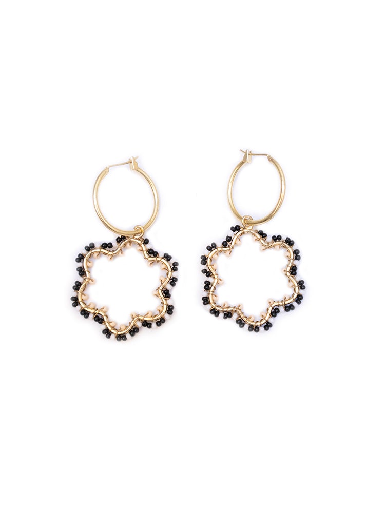 Beaded Flower Hoop Dangles