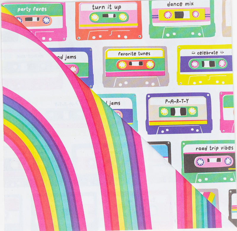 Wrappily Eco Gift Wrap Double Sided Eco Wrapping Paper. Mix Tapes/Go 'Bow.