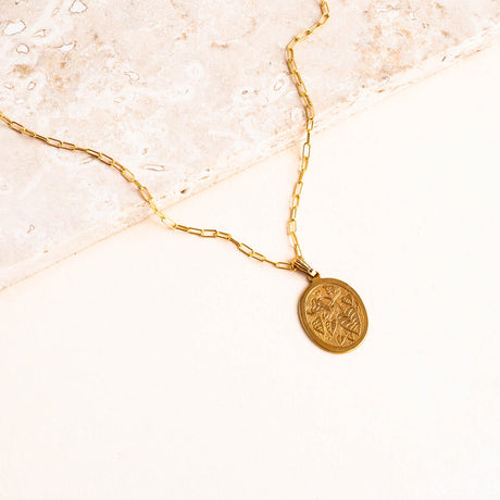 Monstera Charm Necklace - Gold