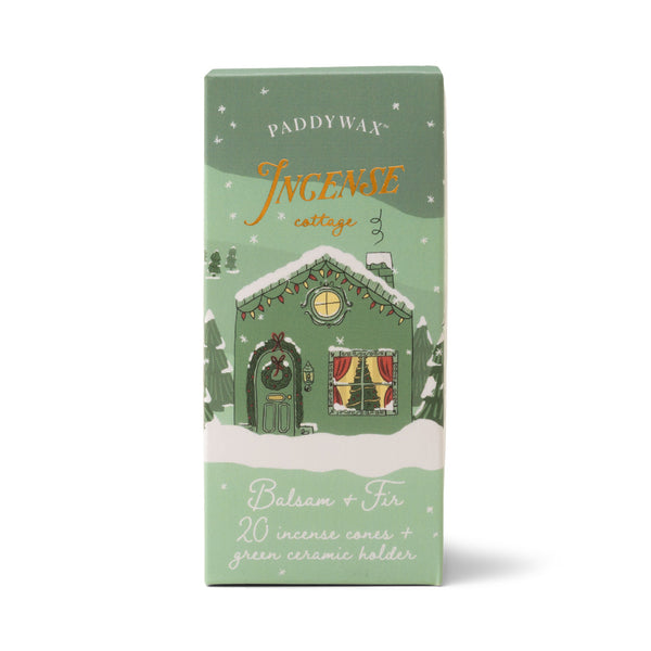 Paddywax Holiday Town Incense Cone Holder - Cottage box of incense sticks