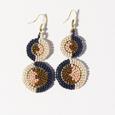 Ink + Alloy Peacock Ivory Gold Double Disc Earring