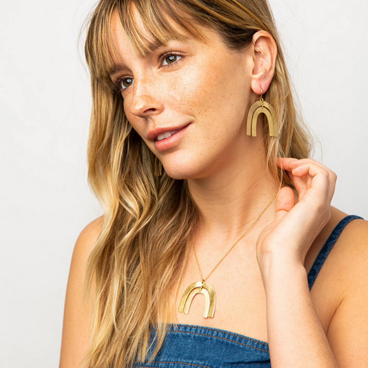 Matte Brass Rainbow Necklace